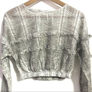 Zara Silver Ruffle Crop Blouse